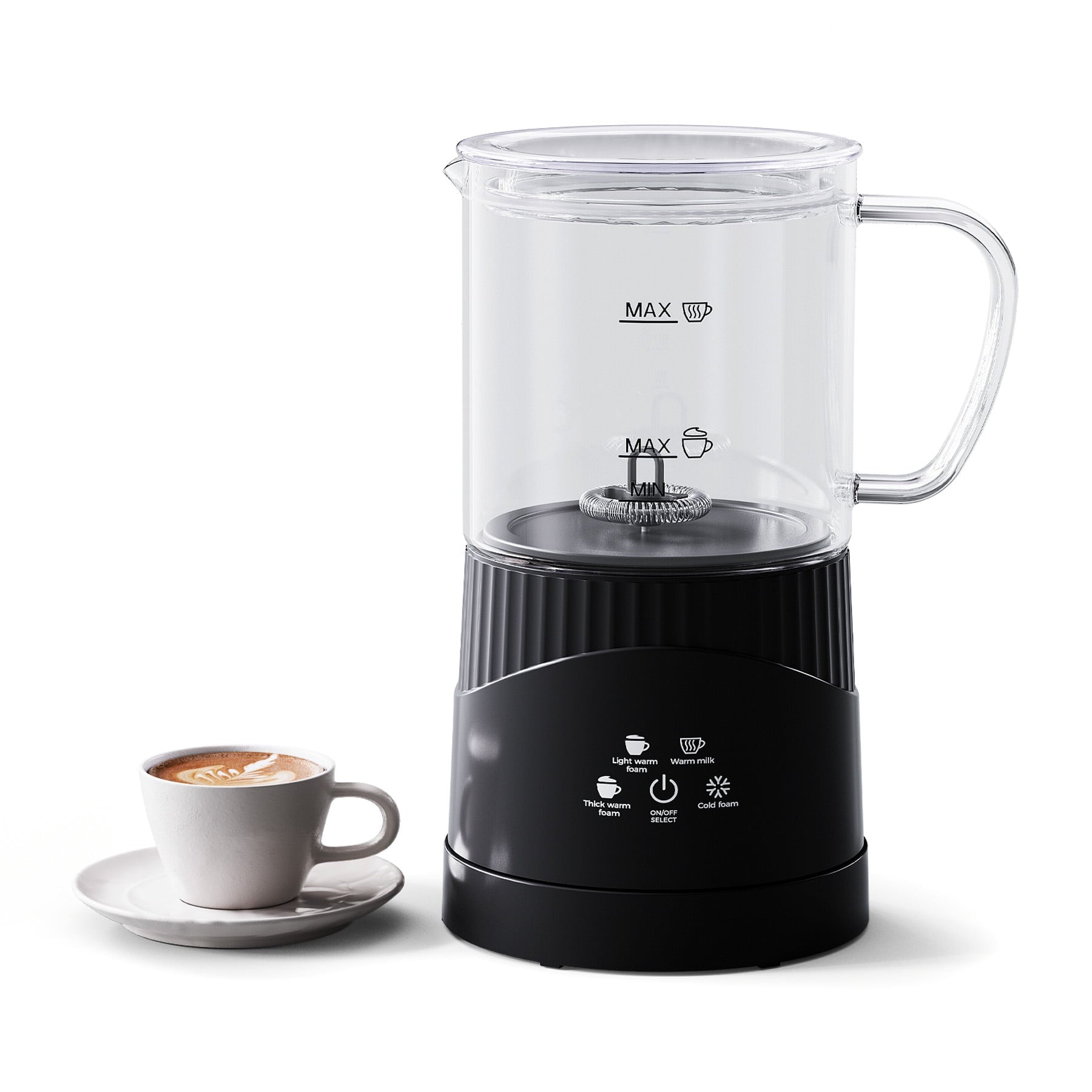 ALROCKET Milk Frother, 4 IN 1 Automatic Warm and Cold Milk Foam Maker, 400ml/13.5oz Milk Steamer for Coffee, Black
