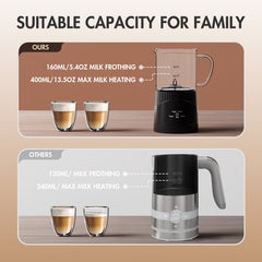 ALROCKET Milk Frother, 4 IN 1 Automatic Warm and Cold Milk Foam Maker, 400ml/13.5oz Milk Steamer for Coffee, Black