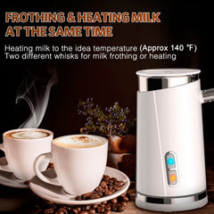 Elemore Home Milk Frother, Electric Milk Frother & Steamer for Making Cappuccino(4.4 oz/10.1 oz) 20V, White