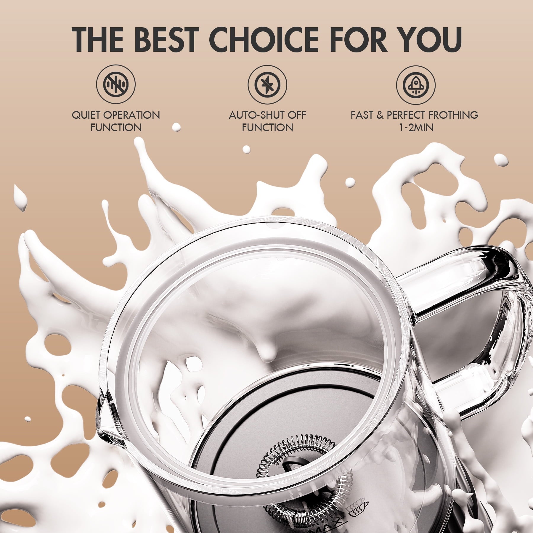 ALROCKET Milk Frother, 4 IN 1 Automatic Warm and Cold Milk Foam Maker, 400ml/13.5oz Milk Steamer for Coffee, Black