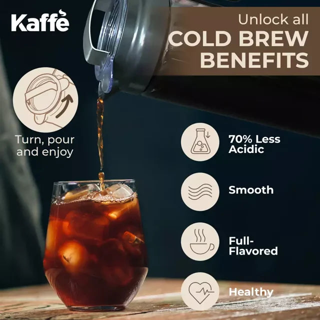 Kaffe Cold Brew Coffee Maker, 1.3L cold brew pitcher, Cold brew coffee and Tea Brewer