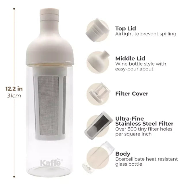 Kaffe Cold Brew Coffee Maker, 1L cold wine bottle, Cold brew coffee and Tea Brewer
