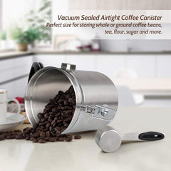 Airtight Coffee Canister Stainless Steel Container Coffee Ground Vault Jar with Valve for Kitchen New