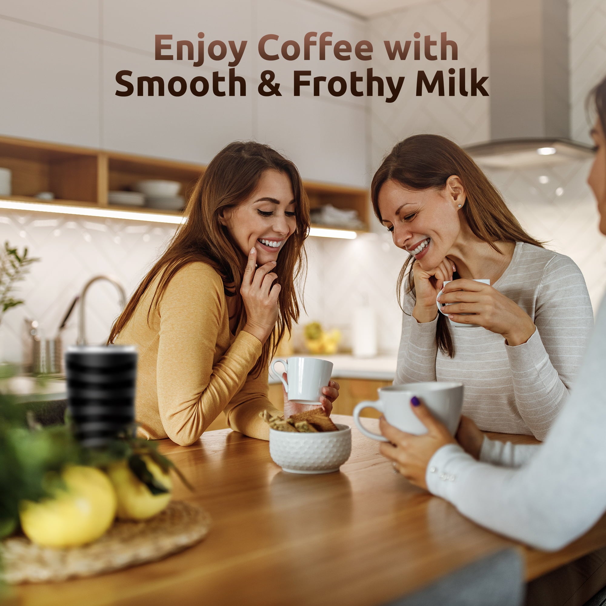 Miroco Milk Frother,  Automatic Hot and Cold Electric Milk Steamer Foam Maker 8oz for Coffee, Latte, Cappuccino, Black