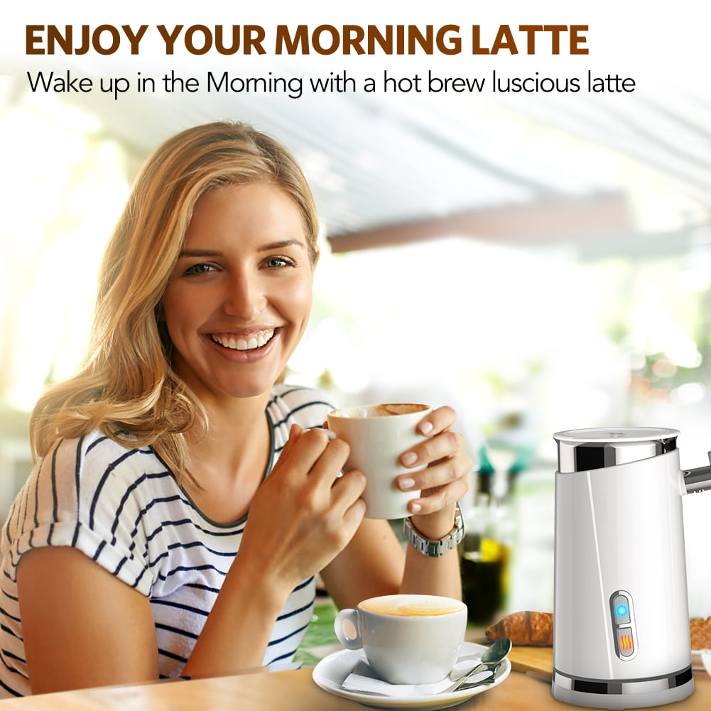 Elemore Home Milk Frother, Electric Milk Frother & Steamer for Making Cappuccino(4.4 oz/10.1 oz) 20V, White