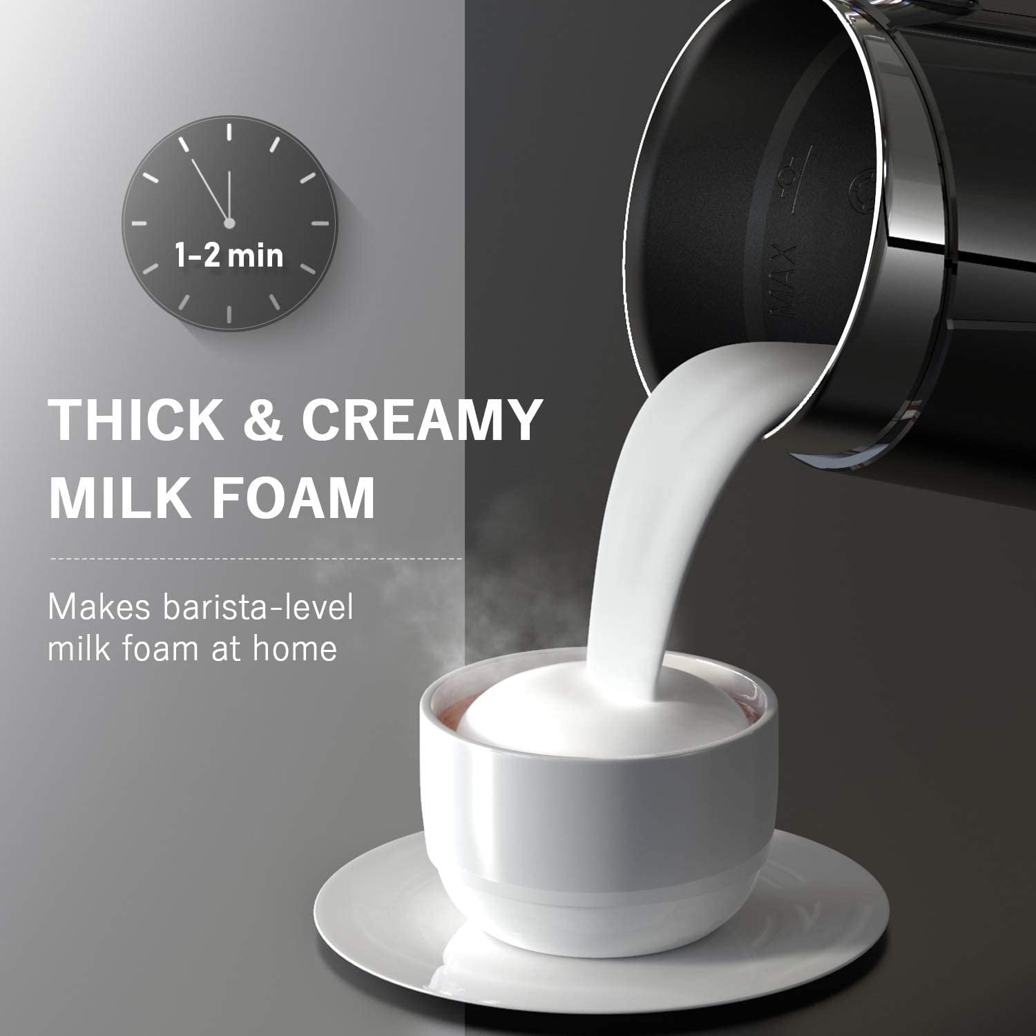 Milk Frother, Automatic Electric Milk Frother and Warmer, Electric Milk Steamer Milk Heater Soft Foam Maker with Hot &Cold Milk Functionality for Coffee, Hot Chocolates, Latte, Cappuccino