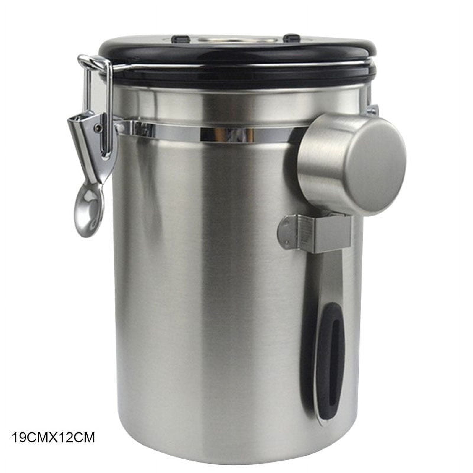 Airtight Coffee Canister Stainless Steel Container Coffee Ground Vault Jar with Valve for Kitchen New.