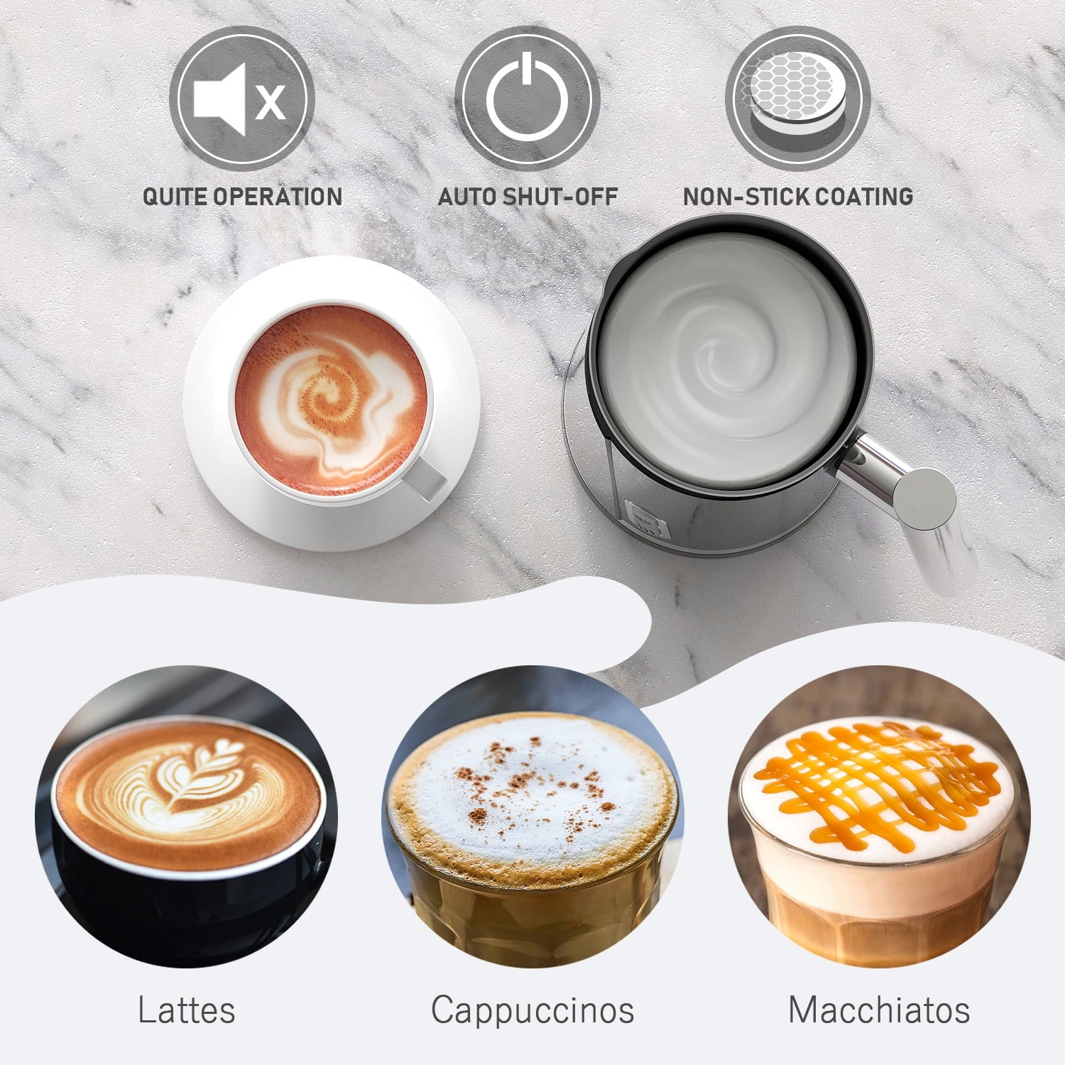 Milk Frother, Automatic Electric Milk Frother and Warmer, Electric Milk Steamer Milk Heater Soft Foam Maker with Hot &Cold Milk Functionality for Coffee, Hot Chocolates, Latte, Cappuccino