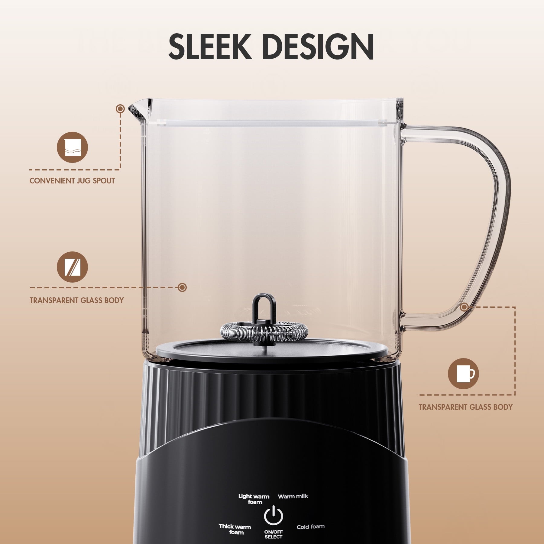 ALROCKET Milk Frother, 4 IN 1 Automatic Warm and Cold Milk Foam Maker, 400ml/13.5oz Milk Steamer for Coffee, Black