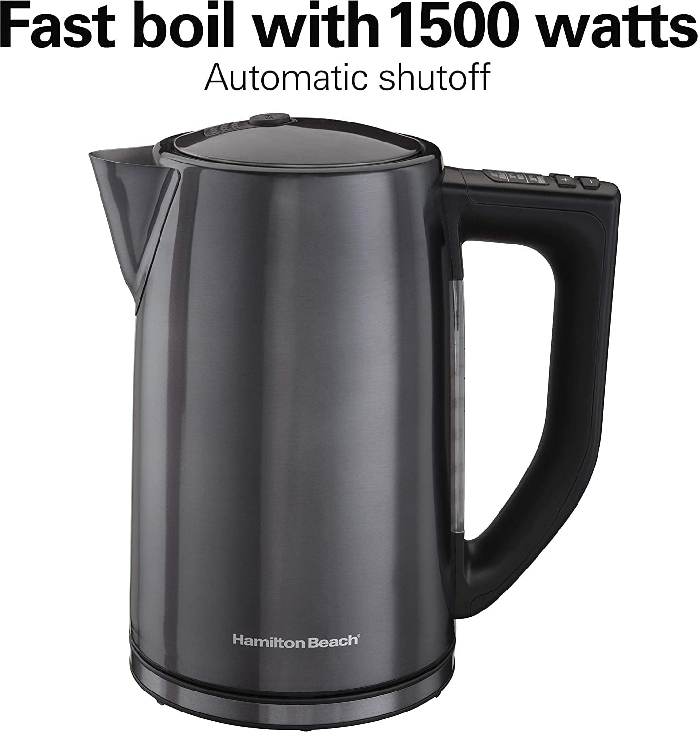 Hamilton Beach Variable Temperature Electric Kettle, 1.7 Liter Capacity, Black Stainless Steel, 41027