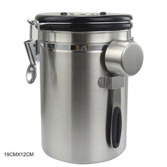 Airtight Coffee Canister Stainless Steel Container Coffee Ground Vault Jar with Valve for Kitchen New.