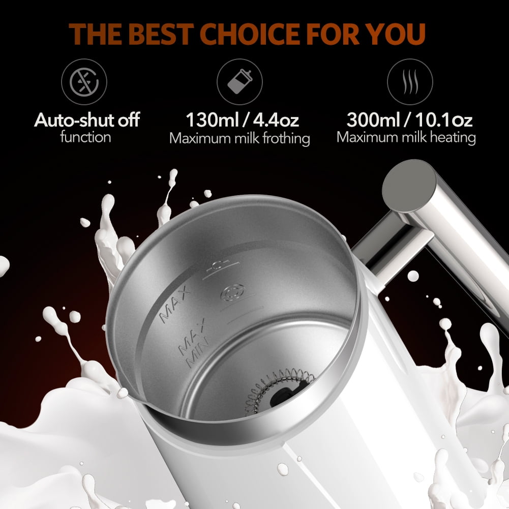Elemore Home Milk Frother, Electric Milk Frother & Steamer for Making Cappuccino(4.4 oz/10.1 oz) 20V, White