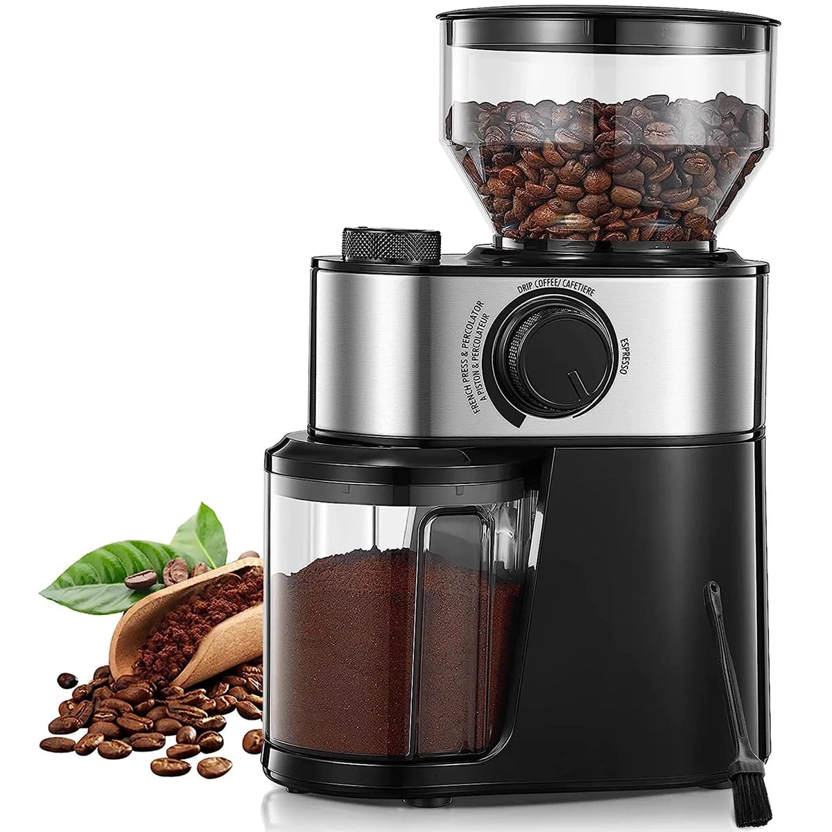 Electric Burr Coffee Grinder, Coffee Bean Grinder with 18 Precise Grind Settings, 2-14 Cup for Drip