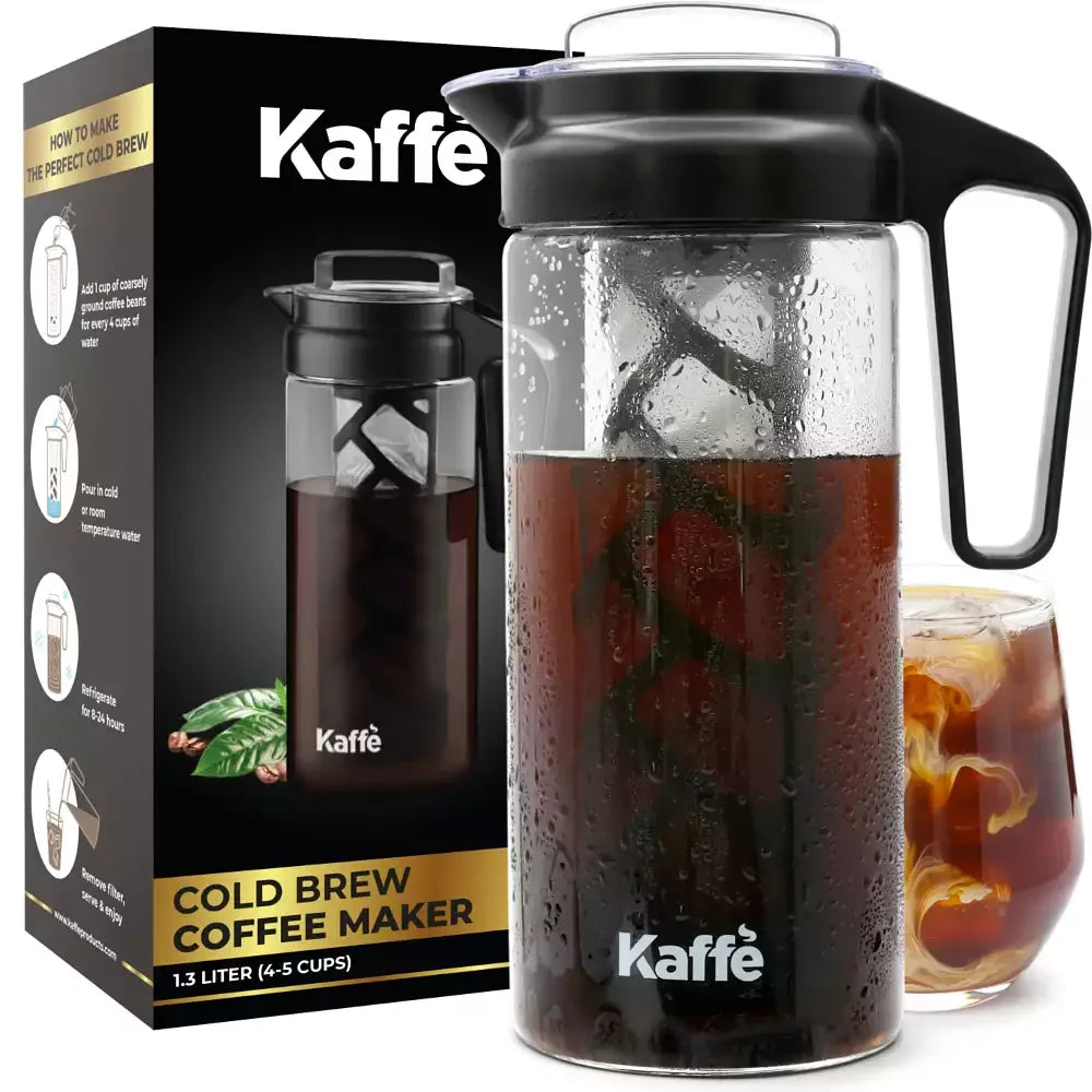Kaffe Cold Brew Coffee Maker, 1.3L cold brew pitcher, Cold brew coffee and Tea Brewer