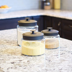 Anchor Hocking Montana Glass Jar with Black Metal Lid, 96 Ounce