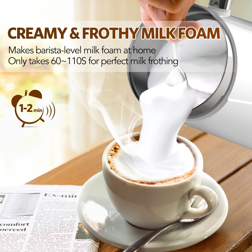 Elemore Home Milk Frother, Electric Milk Frother & Steamer for Making Cappuccino(4.4 oz/10.1 oz) 20V, White