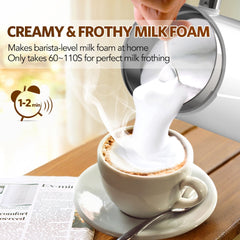 Elemore Home Milk Frother, Electric Milk Frother & Steamer for Making Cappuccino(4.4 oz/10.1 oz) 20V, White