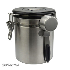 Airtight Coffee Canister Stainless Steel Container Coffee Ground Vault Jar with Valve for Kitchen New