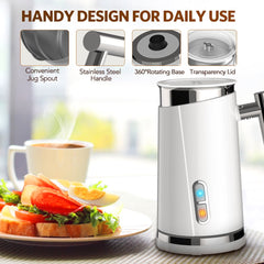 Elemore Home Milk Frother, Electric Milk Frother & Steamer for Making Cappuccino(4.4 oz/10.1 oz) 20V, White