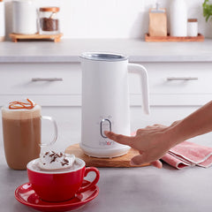 Instant Milk Frother, 4-in-1 Electric Milk Steamer, 10oz/295ml Automatic Hot and Cold Foam Maker and Milk Warmer for Latte, Cappuccinos and more, White