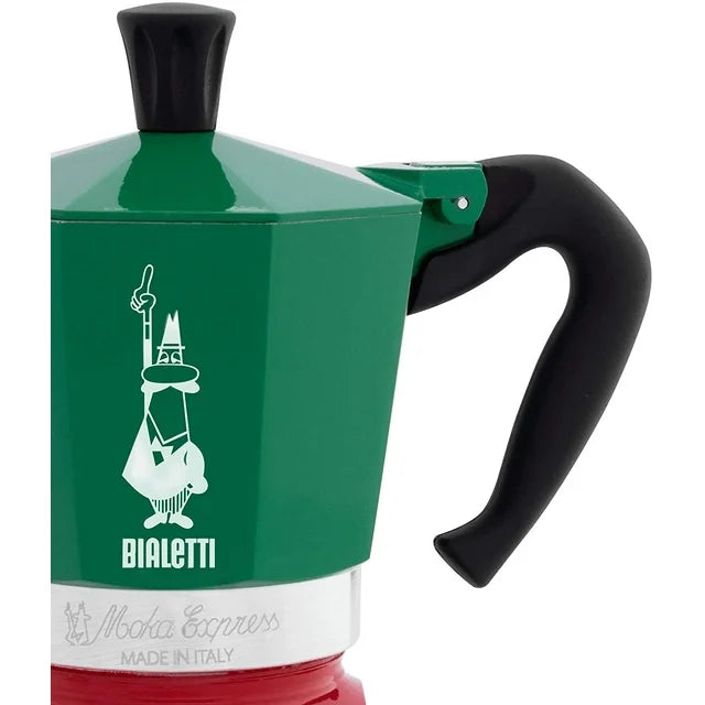 Bialetti Moka Express Stovetop Espresso Maker Tricolor Italia - 6 Cups