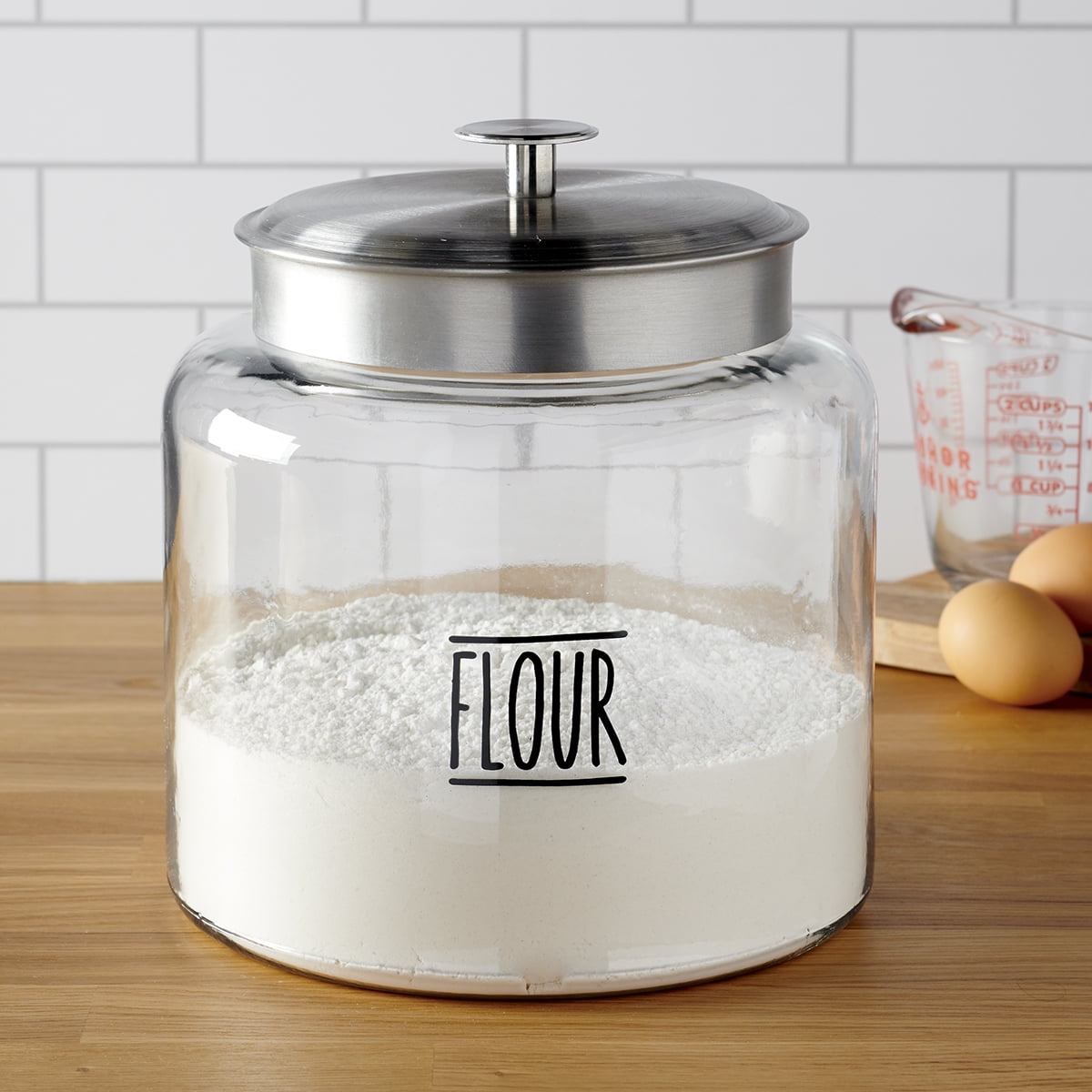 Anchor Hocking Clear Glass Farmhouse Montana Food Storage Jars, 4 Piece Set