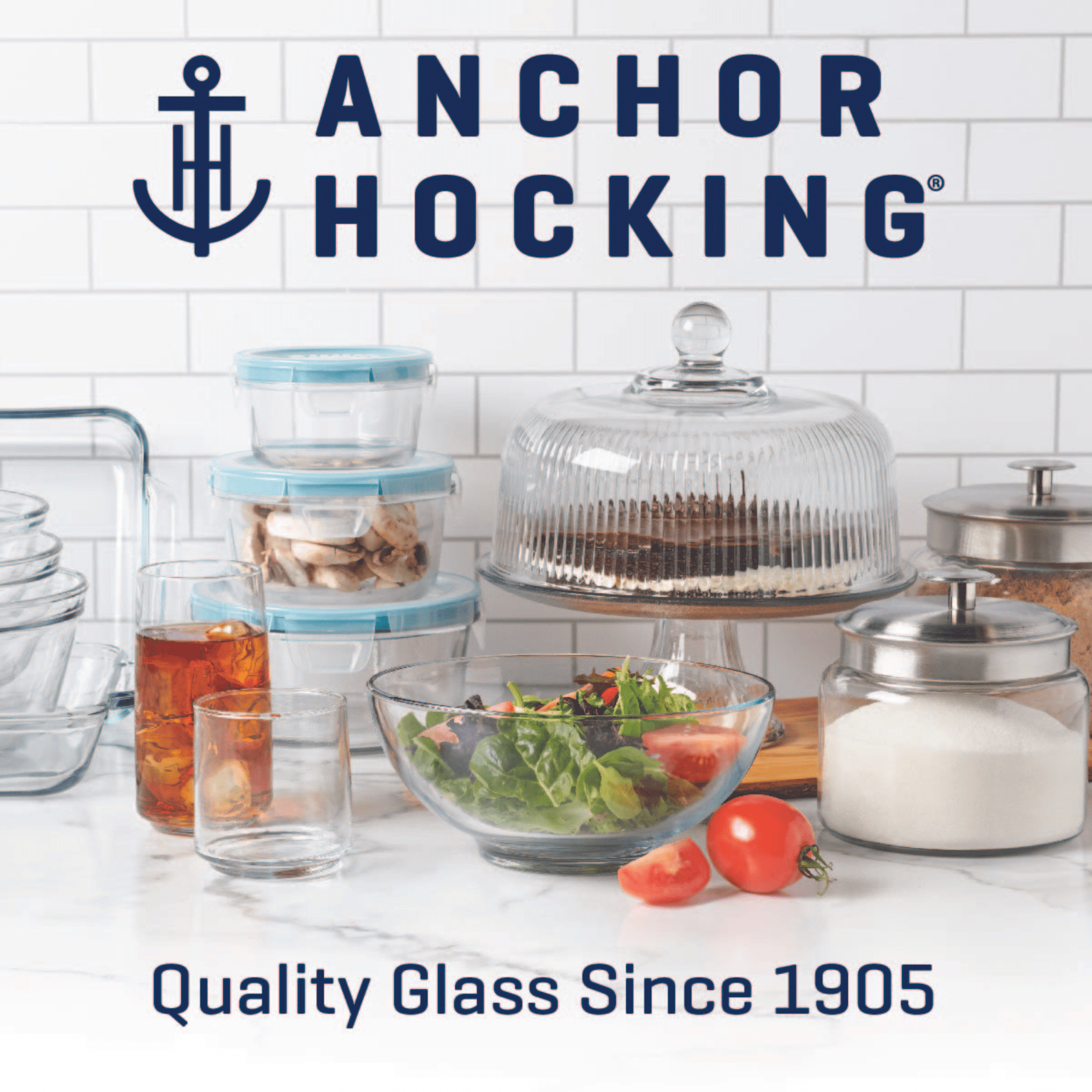 Anchor Hocking Heritage Hill Glass Jar with Lid, 1 Gallon