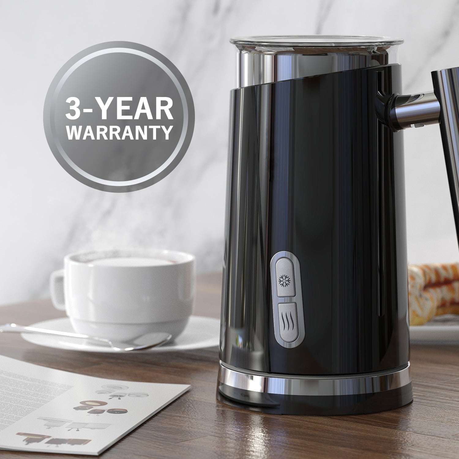 Milk Frother, Automatic Electric Milk Frother and Warmer, Electric Milk Steamer Milk Heater Soft Foam Maker with Hot &Cold Milk Functionality for Coffee, Hot Chocolates, Latte, Cappuccino