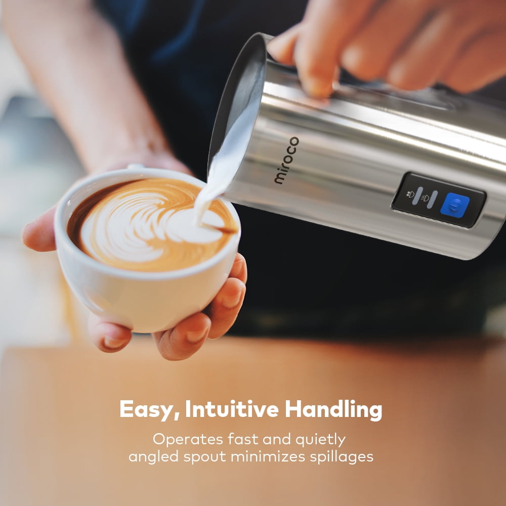 Miroco Milk Frother, Automatic Stainless Steel Foam Maker with Hot &Cold Milk Functionality,Silver